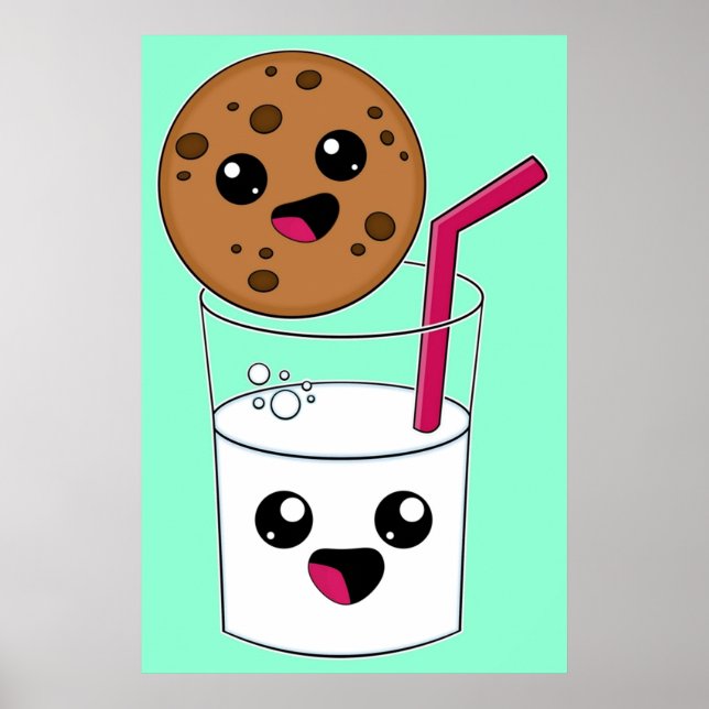 Poster Kawaii Cookie et Milk (Devant)