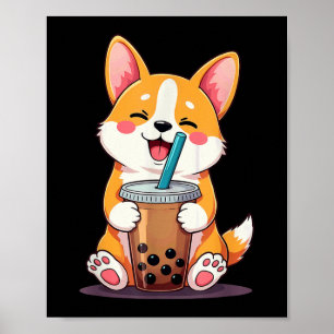 Poster Kawaii Corgi Bubble Tea