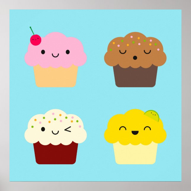 Poster Kawaii Cupcakes (Devant)