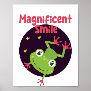 Poster Kawaii drôle mignonne grenouille heureuse souriant