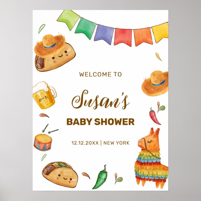 Poster Kawaii Fiesta Taco Bout Un Baby shower Bienvenue (Devant)