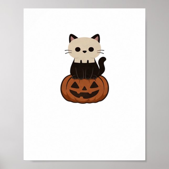 Poster Kawaii Halloween Chat et T-shirt classique citroui (Devant)