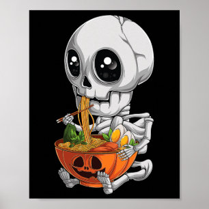 Poster Kawaii japonais Anime Skeleton Halloween Ramen Foo