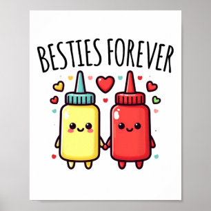 Poster Kawaii Ketchup Et Mustard Funny Bff Correspondant 