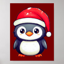 Kawaii Penguin Portant un chapeau de Père Noël cos