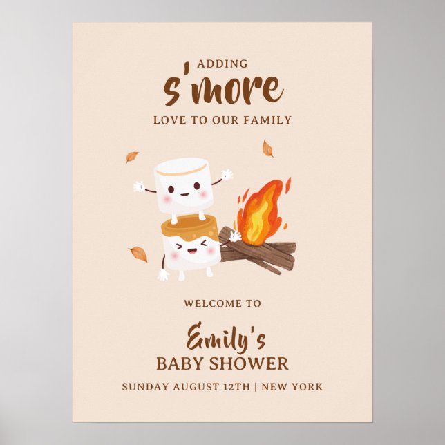 Poster Kawaii S'more Love Baby shower de feu de camp Bien (Devant)