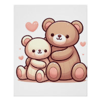 Poster Kawaii Teddy Bear Hug
