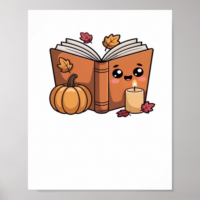 Poster kawaii thanksgiving book Oversize T-shirt (Devant)