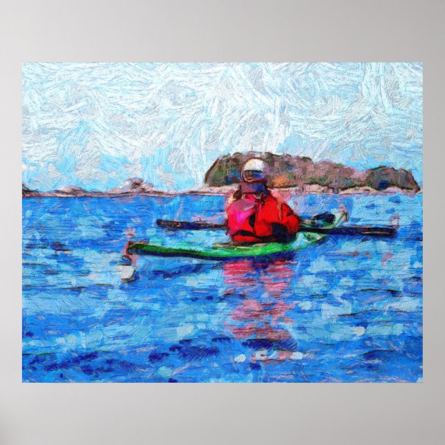 Poster Kayak en Alaska Barenoff Islands Peinture (Devant)
