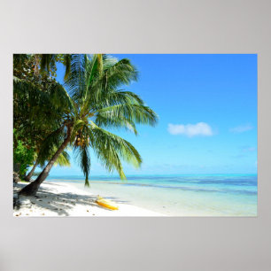 Poster Kayak jaune sur une plage de sable blanc