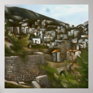 Poster Kayakoy Hébergement grec historique Maisons artist