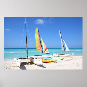 Poster Kayaks, catamarans et plage cubaine de Kayaks 
