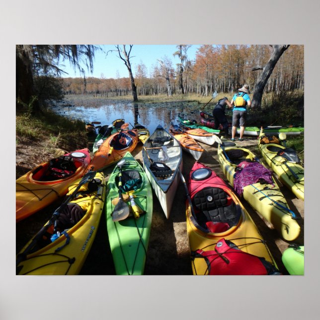 Poster Kayaks colorés (Devant)