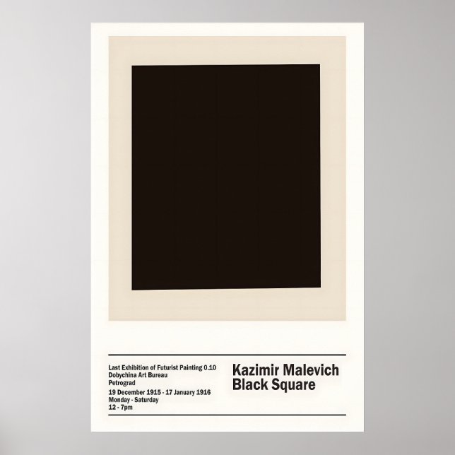 Poster Kazimir Malevich Exhibition Black Square 1915 (Devant)