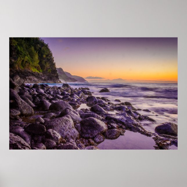 Poster Ke’e Beach at Sunrise, Kauai, Hawaii (Devant)