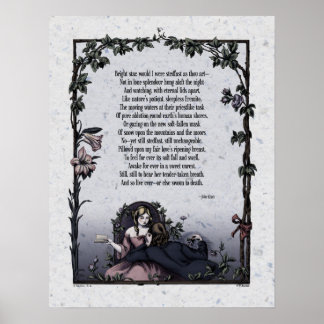 Poster Keats "Bright Star" Poésie victorienne Art 17x22