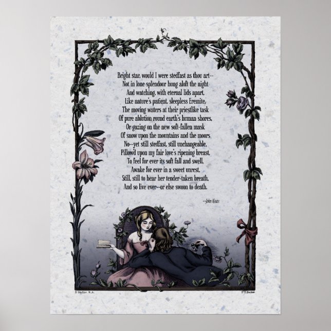 Poster Keats "Bright Star" Poésie victorienne Art 17x22 (Devant)