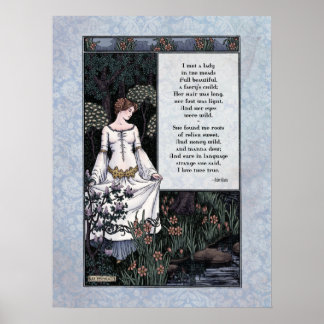 Poster Keats "La Belle Dame" Victorian Art Poetry 18x24
