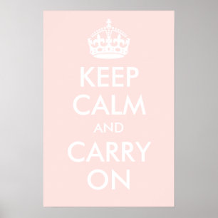 Poster Keep Calm and Carry On Pale Pink Print