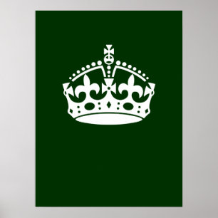 Poster Keep Calm Crown on Forest Green Decor
