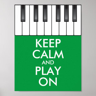 Poster KEEP CALME personnalisé et JOUER ON - piano clavie