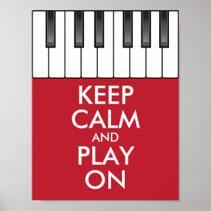 Poster KEEP CALME personnalisé et JOUER ON - piano clavie