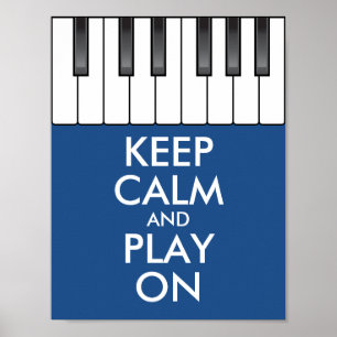 Poster KEEP CALME personnalisé et JOUER ON - piano clavie