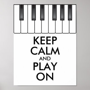 Poster KEEP CALME personnalisé et JOUER ON - piano clavie