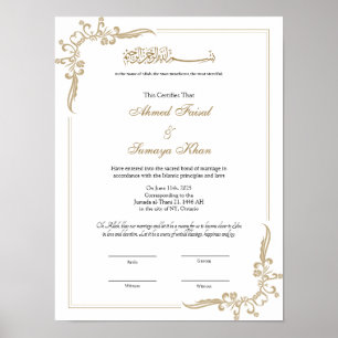 Poster Keepsar Elegant cadre nikkah contrats