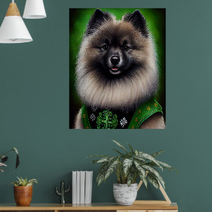 Poster Keeshond Dog en tenue de jour St. Patrick