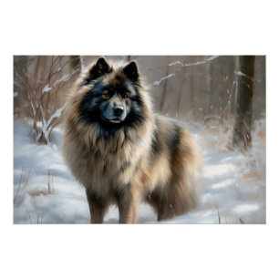 Poster Keeshond Qu'Il Neige Noël