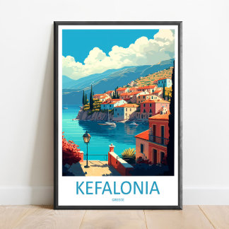 Poster Kefalonia Travel Print Wall Art Kefalonia Greece 
