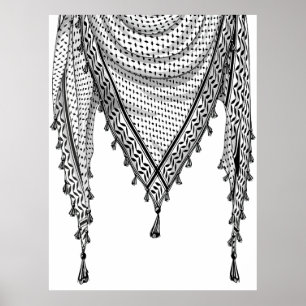 Poster Keffiyeh Écharpe palestinienne tissu traditionnel