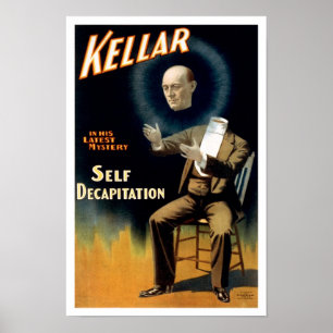 Poster Kellar : Auto-Décaptiation, 1897. Magicien vintage