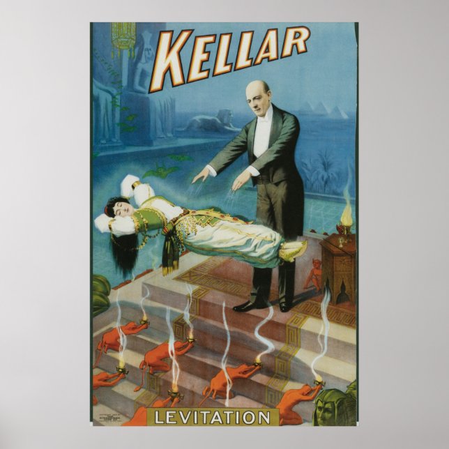 Poster Kellar ~ Levitation Vintage Magie Act (Devant)