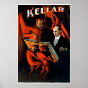 Poster Kellar Lit avec le Diable894 Magie de Style Vintag