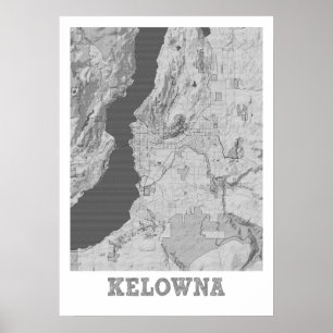Poster Kelowna - Carte de la ville du crayon du Canada