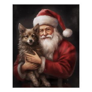 Poster Kelpie australienne avec Noël au Père Noël