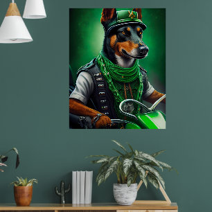 Poster Kelpie australienne conduite vélo St. Patrick's Da