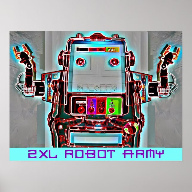 Poster Ken Gage 2-XL Robot Army Retrowave Pop Surréalisme (Devant)