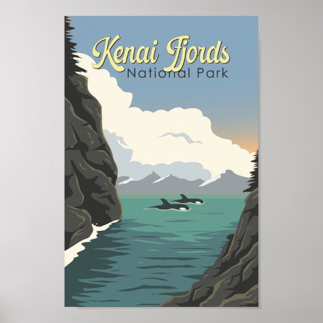 Poster Kenai Fjords National Park Illustration Art de Voy (Devant)