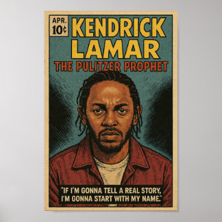 Poster Kendrick Lamar "Le Prophète Pulitzer" Comi Vintage