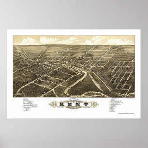 Poster Kent, OH Carte panoramique - 1882
