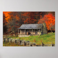 Kentucky Country Cabine Automne saison Aquarelle A