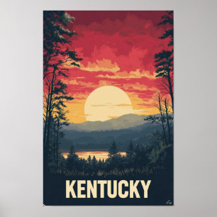 Poster Kentucky États-Unis Art Illustration Vintage Voyag