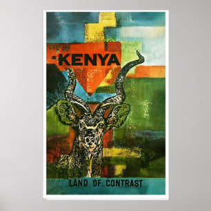 Poster Kenya Afrique Afrique du Sud Safari Monde Vintage