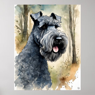 Poster Kerry Blue Terrier - Art Chien Imprimer
