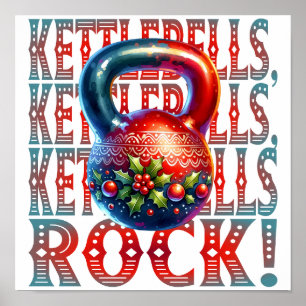 Poster Kettlebells Rock Noël Fitness Holiday Fun