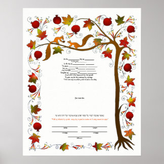Poster Ketubah avec arbre de vie à l'automne 170926