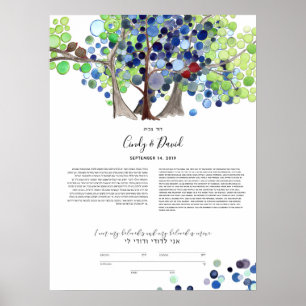 Poster Ketubah - Forêt romantique